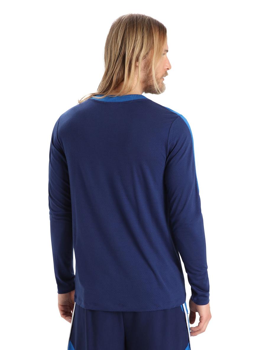 Icebreaker ZoneKnit™ Merino T-Shirt Férfi Long Sleeve Királykék Sötétkék | HU 1232YXFU